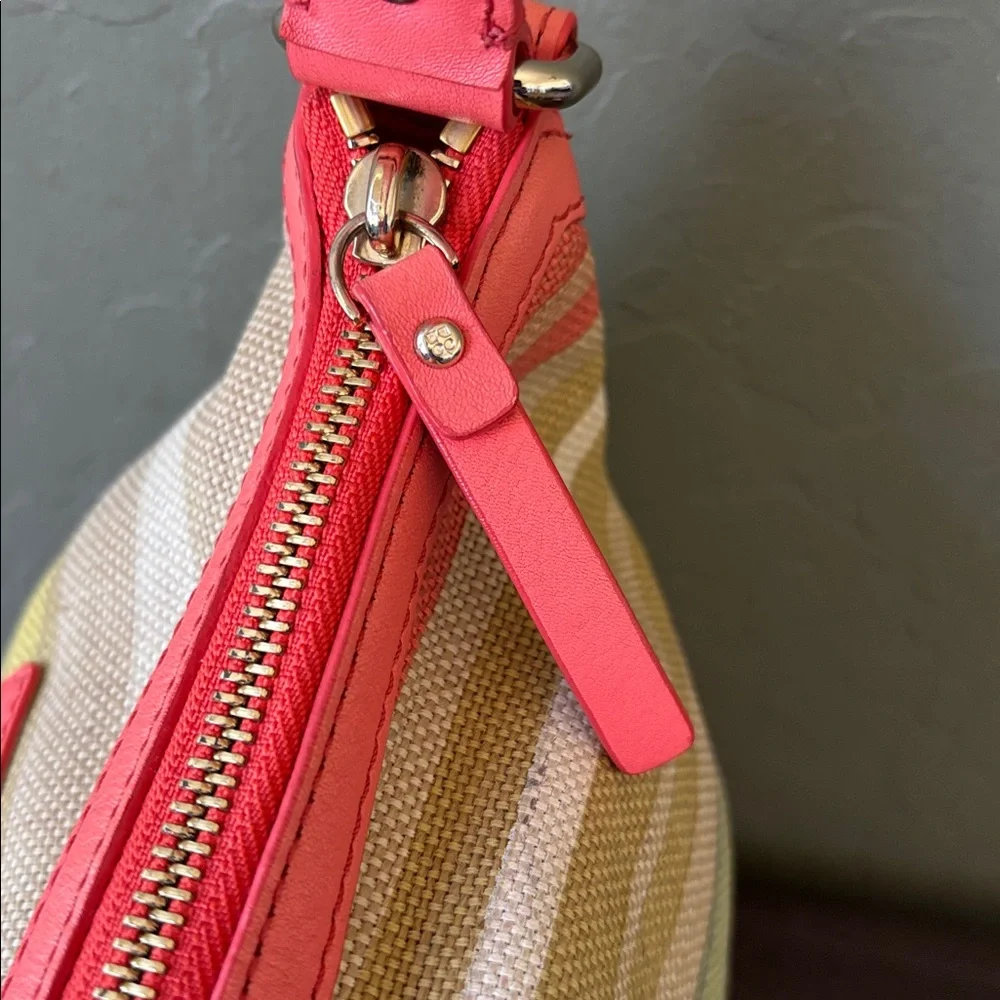 Kate Spade‎ Pastel Striped Canvas Shoulder Bag Gold Hardware